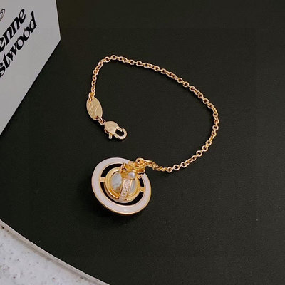 英國知名設計師品牌Vivienne Westwood經典粉色土星立體珍珠手鍊 代購