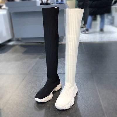 正韓Korea 白色編織過膝長靴 38號 Y3 Balenciaga  馬靴 原價6800