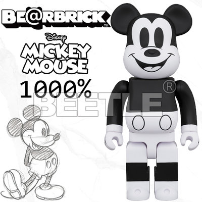 BEETLE BE@RBRICK DISNEY MICKEY 迪士尼 黑白 米老鼠 米奇 B&amp;W Ver. 1000%