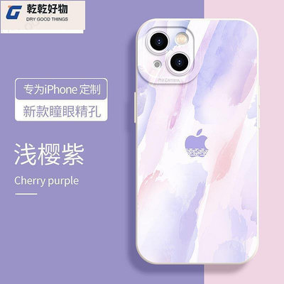 公司貨 手機殼 水彩蘋果14手機殼 春櫻色IPHONE13 硅膠11PROMAX小眾12XRXS軟8P女7~乾乾好物~