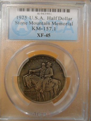 【金包銀】1925美國黃石山 紀念銀幣  XF-45(鑑定幣*保真*PCGS.NGC.ACCA)《編號:A319》