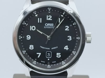 【發條盒子H7512】ORIS 豪利時 633 7512 數字黑面 自動不銹鋼膠帶 經典男錶