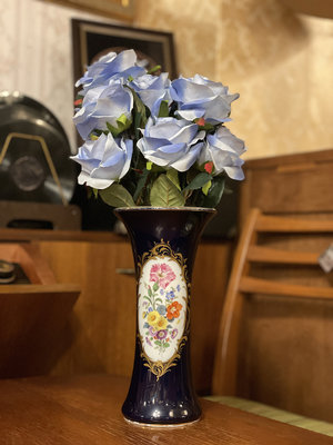 德國頂級瓷器Meissen手繪5色花鈷藍色花瓶『製作標記為1934年』#323078