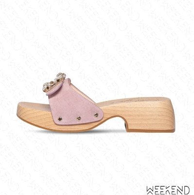 【WEEKEND】 ROGER VIVIER Viv' Clogs 鑲鑽 涼鞋 拖鞋 木屐鞋 粉色