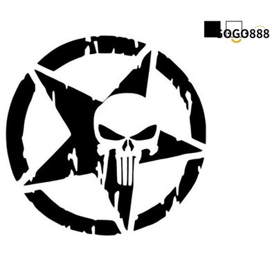 A Punisher skull鬼怪惡靈騎士懲罰者車貼五角星骷髏頭車貼-KK220704