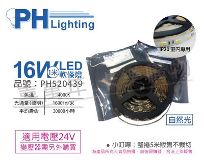 [喜萬年]含稅 PHILIPS飛利浦 LS170S LED IP20 16W自然光 24V 5m軟條燈_PH520439