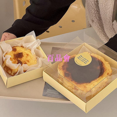 【百品會】 『Mi烘培』透明蓋淡黃色方形蛋糕盒 4吋 6吋 巴斯克蛋糕盒 輕乳酪蛋糕盒 點心盒 蛋糕盒 餅乾盒 達克瓦茲 瑪德蓮