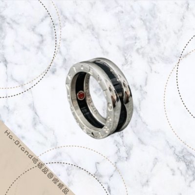 【哈極品】美品《 BVLGARI 寶格麗 925純銀 慈善款  B-ZERO1 黑陶瓷戒指/飾品》