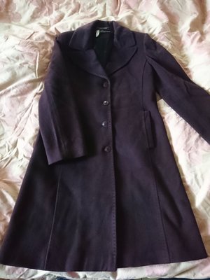 ~櫻花雨~義大利 製 puer cashmere 100% 喀什米爾 羊絨  紫色系 優雅 中長版 大衣 Made in Italy