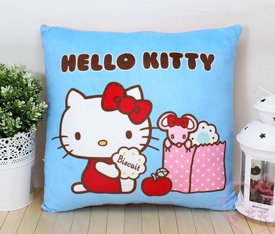 小公主日本精品♥ hello kitty 凱蒂貓 點心時間 藍色 枕頭 抱枕 腰靠枕 萬用枕-預7