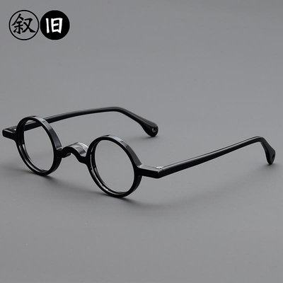 手工復古玳瑁眼鏡框女小臉純圓板材眼鏡架男小圓框高1000