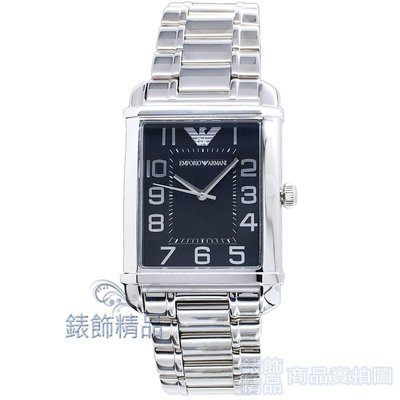 【錶飾精品】ARMANI手錶 AR0493 亞曼尼爵士風方黑面菱格紋鋼帶女錶 全新原廠正品