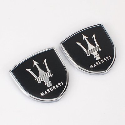 下殺-~現貨！Maserati 瑪莎拉蒂 Ghibli GT GC 總裁拉花 葉子門標誌貼 改裝裝飾金屬車標貼 車尾貼C