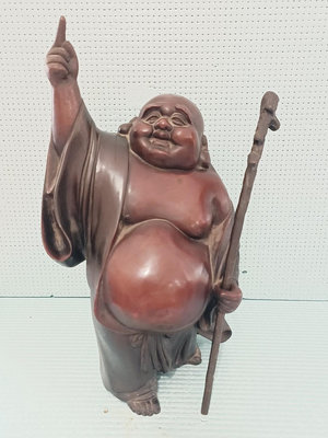 日本古流銅佛像 彌勒佛 笑佛 大肚彌勒 一指遮天 銅像 純銅
