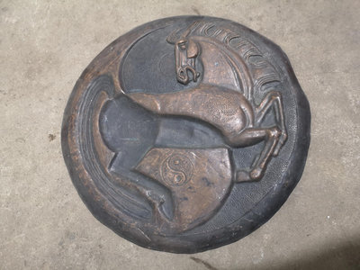歐美回流銅器版畫浮雕掛件擺件銅器馬到成功純紫銅的材質重