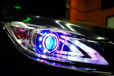 MAZDA NEW 新馬3 遠近魚眼HID大燈模組改裝 LED光圈 天使眼 惡魔眼 電鍍飾圈 沿用原廠HID D2