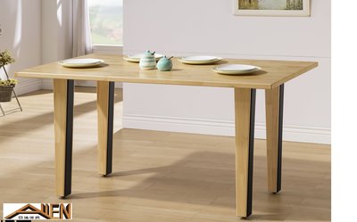 亞倫傢俱*尼可拉紐松實木150公分烤漆鐵腳餐桌