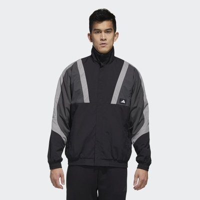 現貨熱銷-全新現貨 Adidas Jacket 風衣外套 黑灰 立領 雙面穿 拉鍊口袋 拼接 男款 GM4401 滿千免