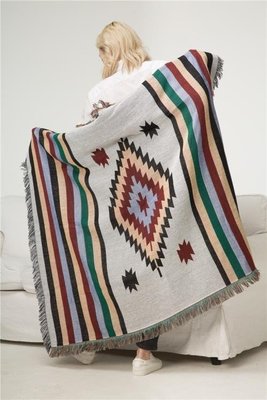 被毯沙發毯 原創美國毛毯掛毯裝飾毯休閒毯蓋毯彩色民族風幾何毯墨西哥納瓦霍