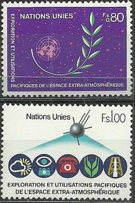 (C3699)聯合國 日內瓦1982年航太 衛星 探索及和平使用宇宙空間郵票