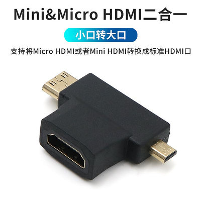 大轉小 mini轉hdmi轉換頭 投影儀小口轉大口高清轉換器HDMI連接頭微型Micro hdmi迷你相機平板電腦連接線頭晴天