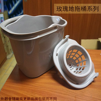 :::建弟工坊:::台灣製造 BI5426 玫瑰地拖桶 15公升 附輪子+擰乾器 拖把桶 塑膠水桶 拖把擰乾