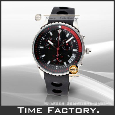 時間工廠 無息分期 CK Calvin Klein 風火輪黑面三眼運動腕錶 K3217436