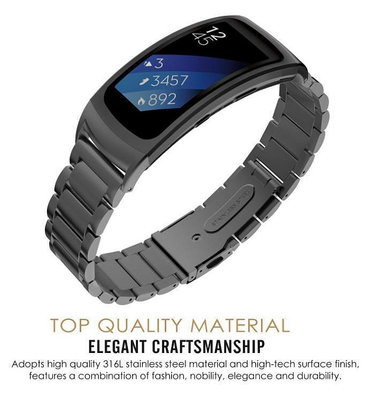 手錶配件 錶帶適用三星Gear fit2 pro R360手表R365運動版三珠不銹鋼表帶通用