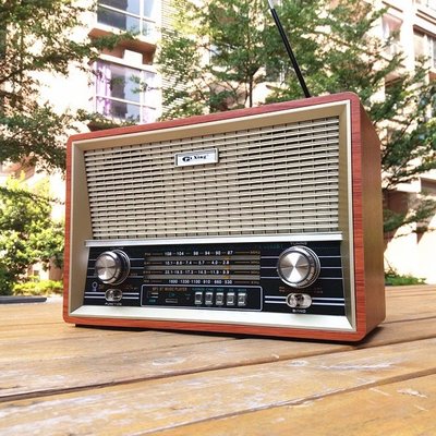 熱銷 歐美復古收音機臺式老人老式插卡音箱搖控調頻中波短波廣播
