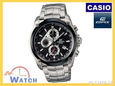 EF-524SP-1A黑面黑框EF-524《台灣卡西歐公司貨》CASIO EDIFICE 三眼 賽車錶24-Watch