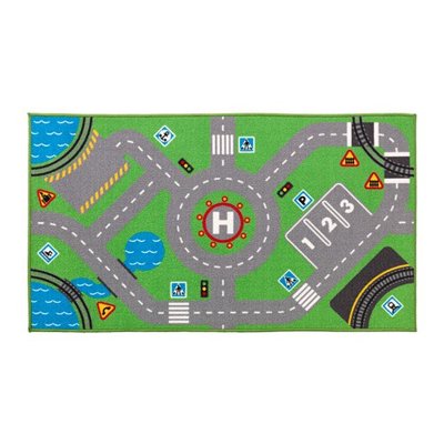 【亮菁菁】ikea STORABO 遊戲地毯 綠色 75x133 道路停車場交通標誌鐵路 可放小汽車遊戲地墊