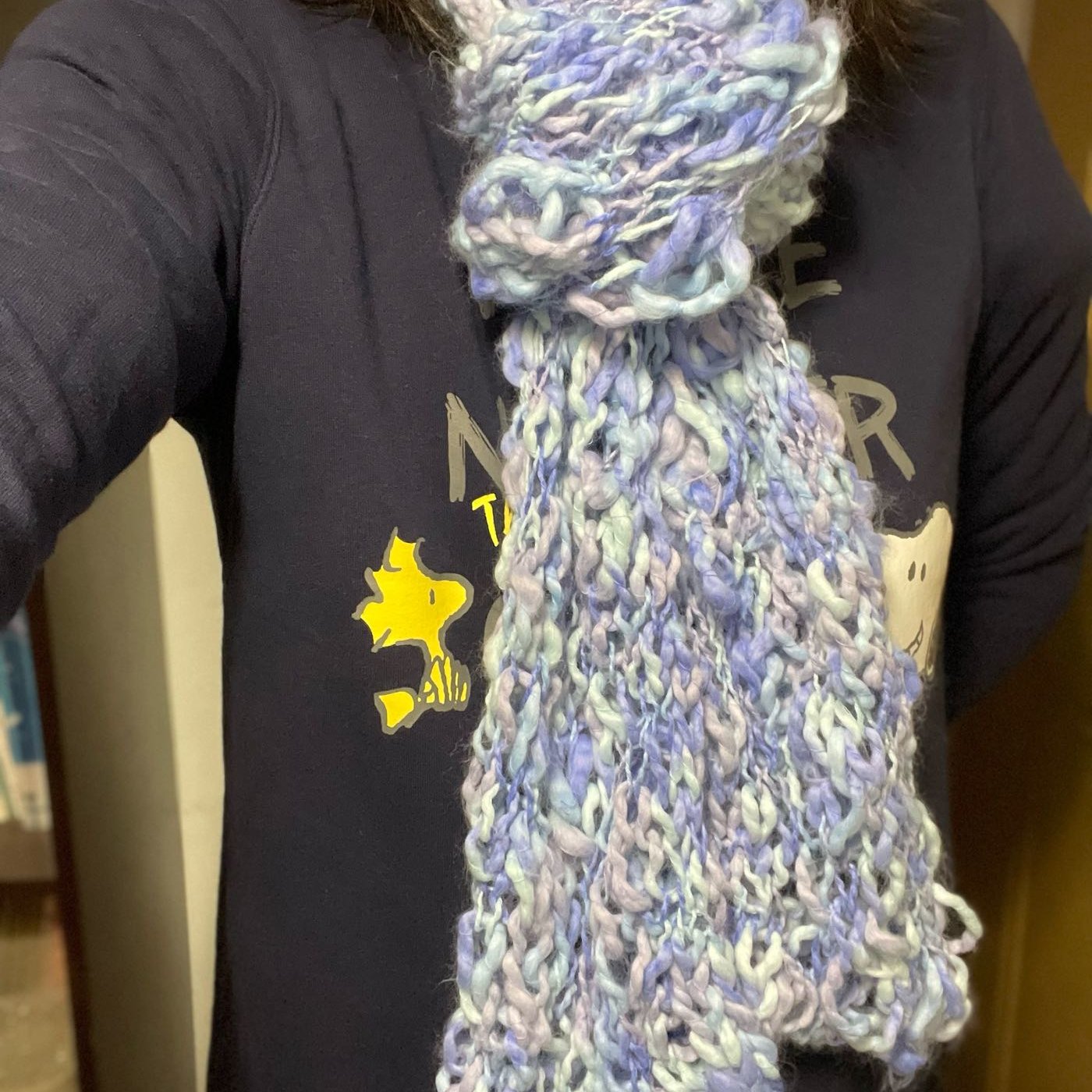 漸層藍洞洞毛工編織圍巾 Yahoo奇摩拍賣