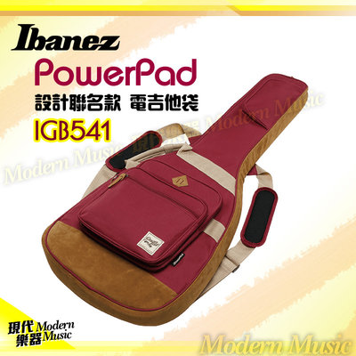 【現代樂器】Ibanez PowerPAD 設計師聯名款電吉他袋 IGB541 WR 酒紅色 休閒款gig厚袋 背袋