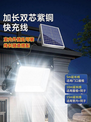 優選鋪~新型太陽能戶外庭院燈家用照明100W投光室外天黑自動亮感應路燈