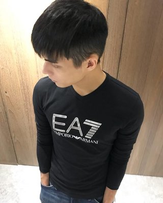 美國百分百【全新真品】Emporio Armani 長袖 T恤 EA7 運動 logo 薄T 棉質 黑色 J630