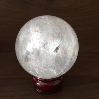 天然冰洲石球擺件 白色方解石家居裝飾 帶彩虹光 球直徑約6. 水晶 擺件 原石【天下奇物】2777