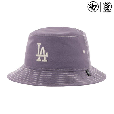 47 漁夫帽 MLB ROCKY NOOK 洛杉磯 道奇 LA 紫色 立體刺繡 車線 平頂漁夫帽 ⫷ScrewCap⫸