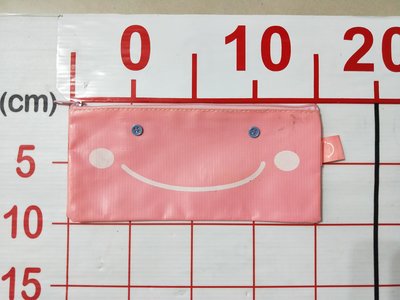 【二手衣櫃】粉紅色 微笑筆袋 筆袋 透明網紗袋 鉛筆盒 拉鍊收納袋 化妝包 便攜收納袋 1090405