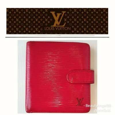 Louis Vuitton經典款LV 紅色對摺 皮夾 5卡EPI短夾 發財夾 零錢包$488 1元起標  有BV