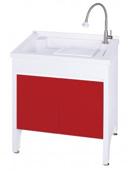 浴室的專家 *御舍精品衛浴  洗衣槽浴櫃組 75公分 (紅色) B款
