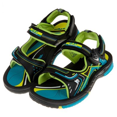 童鞋(20~23公分)GP流線風格磁扣式綠色橡膠兒童運動涼鞋G9H10BC