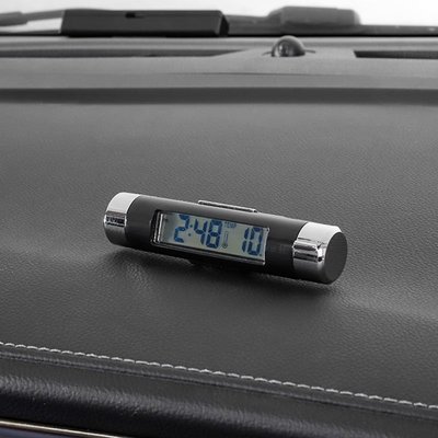 【牢固】車用溫度計 出風口電子錶 數顯車內溫度計 汽車溫度計車 車用鐘錶 車用時鐘 LED數顯藍背光出風口電子錶