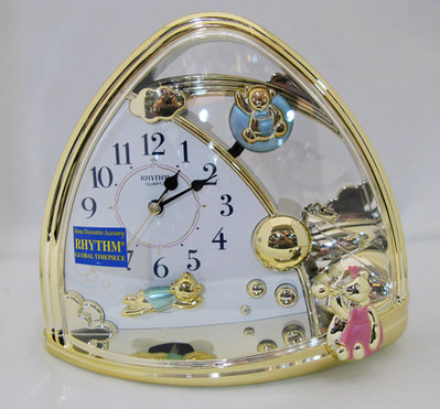 RHYTHM COLCK 日本麗聲金色城堡童話世界遊樂園兩用座鐘鬧鐘 型號：4SE762WR18【神梭鐘錶】
