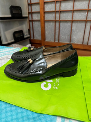 「 二手鞋 」 ORiental TRaffic 女版皮革休閒鞋 40號（深綠）鐵3-2