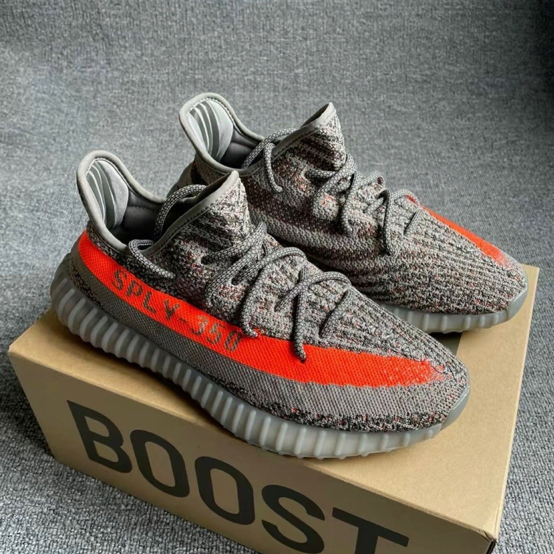 S.G Adidas Yeezy Boost 350 V2 灰橙滿天星男女同款休閒運動鞋2021年