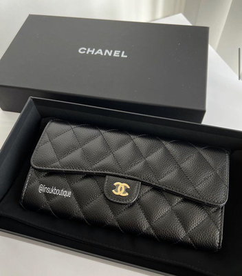 ［預購］Lins英國代購 Chanel Classic Flap 經典口蓋長夾 荔枝牛皮金釦