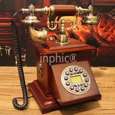 INPHIC-別墅歐式電話機實木復古電話機復古電話機家用座機