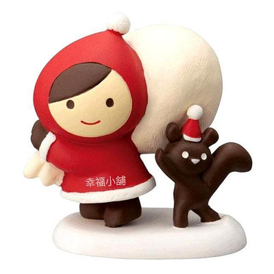 日本Decole concombre療癒商品 日本Otogicco 小紅帽吉祥物2022聖誕系列擺飾陶偶-小紅帽和小松鼠款