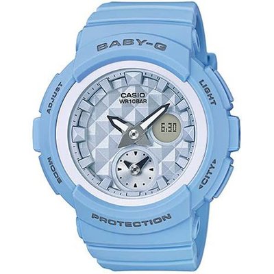 CASIO 卡西歐 Baby-G 夏季海洋菱格雙顯腕錶(BGA-190BE-2A)