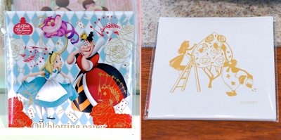 Ariel Wish-日本迪士尼愛麗絲Alice妙妙貓時鐘兔花園下午茶米奇米妮婚禮小精靈園區內限量吸油面紙-日本製-三款